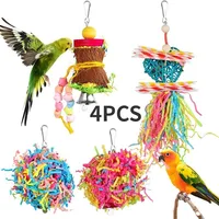 4PC Bird Toys Parrot Accessories Chewing Toys צעצועים Cage Hanging Christmas Articles Pour Animaux De Compagnie Vogel Speelgoed 1