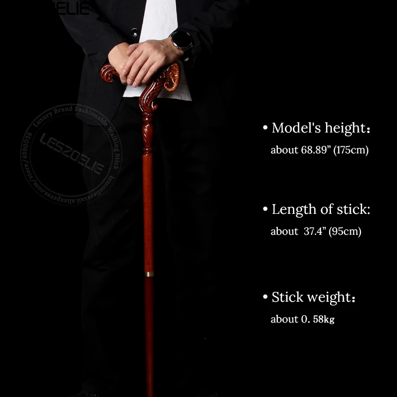 95cm Elephant Handle German Beech Luxury Wooden Walking Stick Men Detachable Walking Canes Women Elegant Sticks trekking poles
