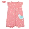 2023 Newborn Baby Girls Rompers Short Sleeved Infant bodysuits pink elephant cats lovely colorful summer cotton kids clothes 3