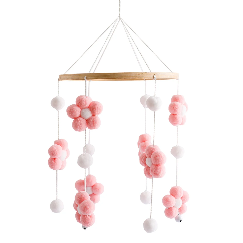 

Baby Bed Crib Mobile Rattle Cartoon Plush Bee Flower Toys Newborn Wool Balls Beads Bed Bell Rotating Wind Chime Nursery Decor