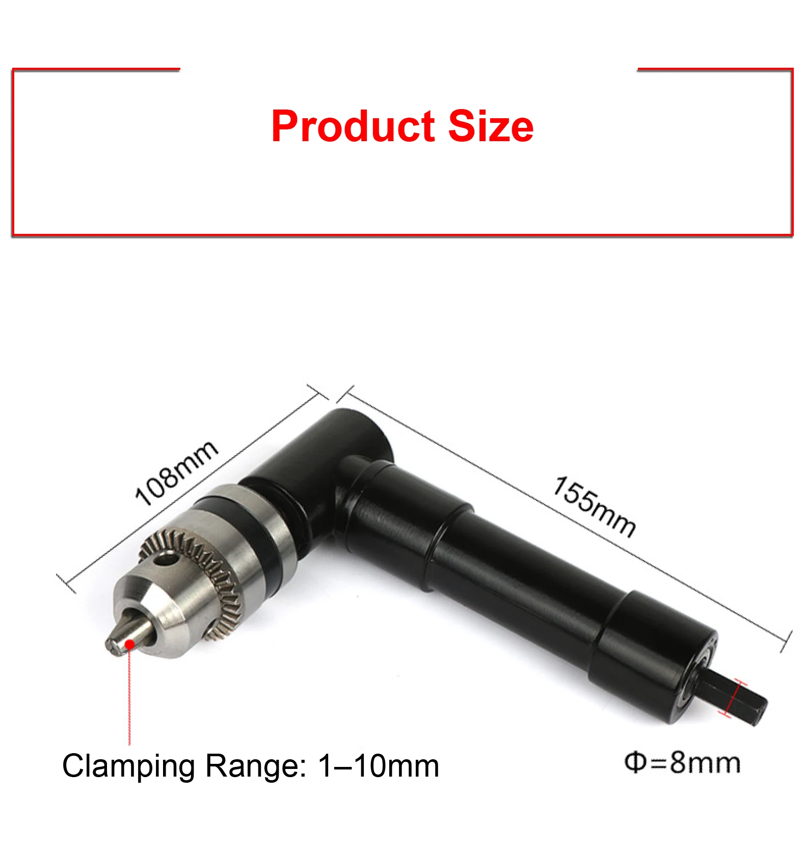 Right Angle Drill Converter 0.8-10mm 1-10mm Electric Drill Corner Adapter Three