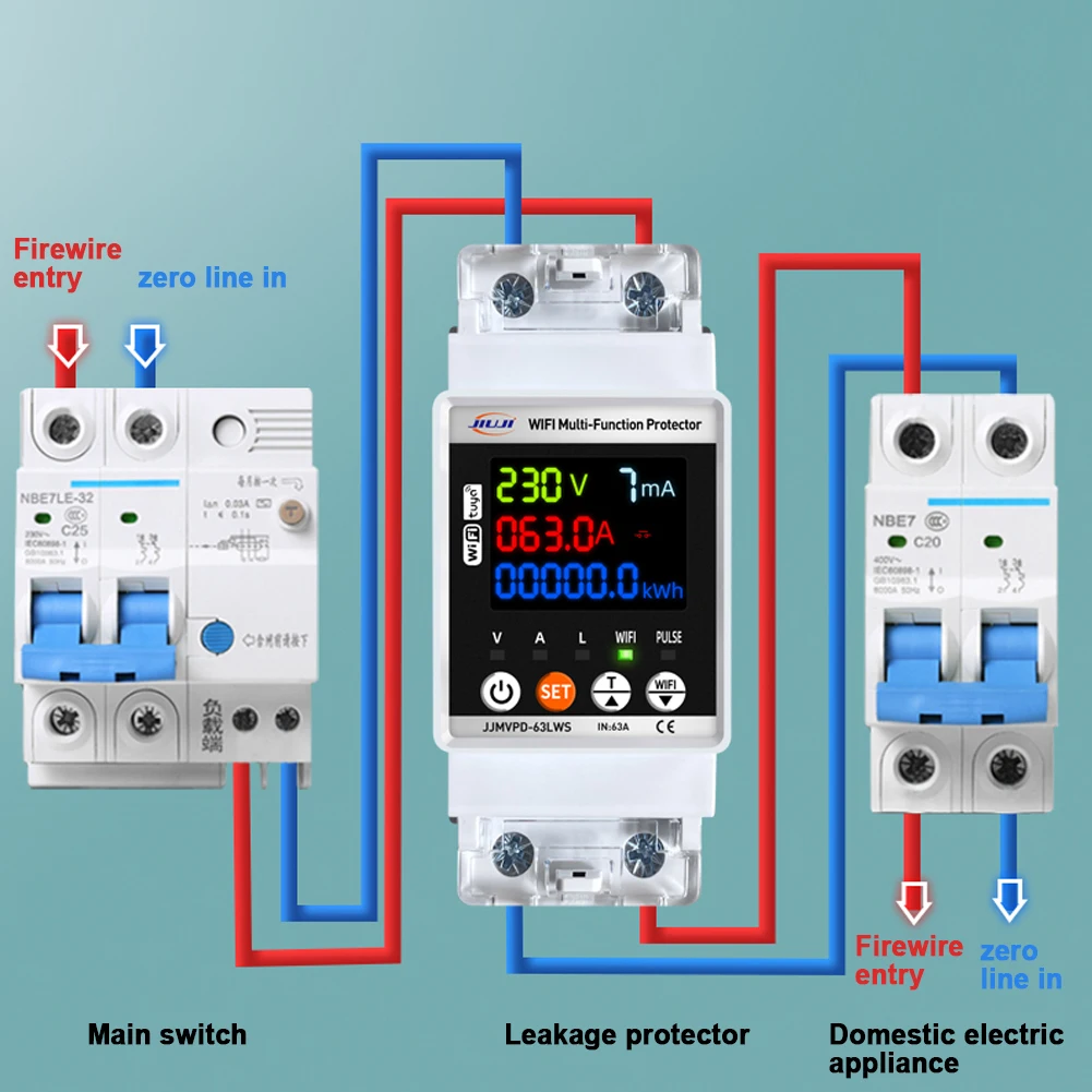 Tuya WiFi Automatic Reclosing Protector Single Phase Circuit Breaker