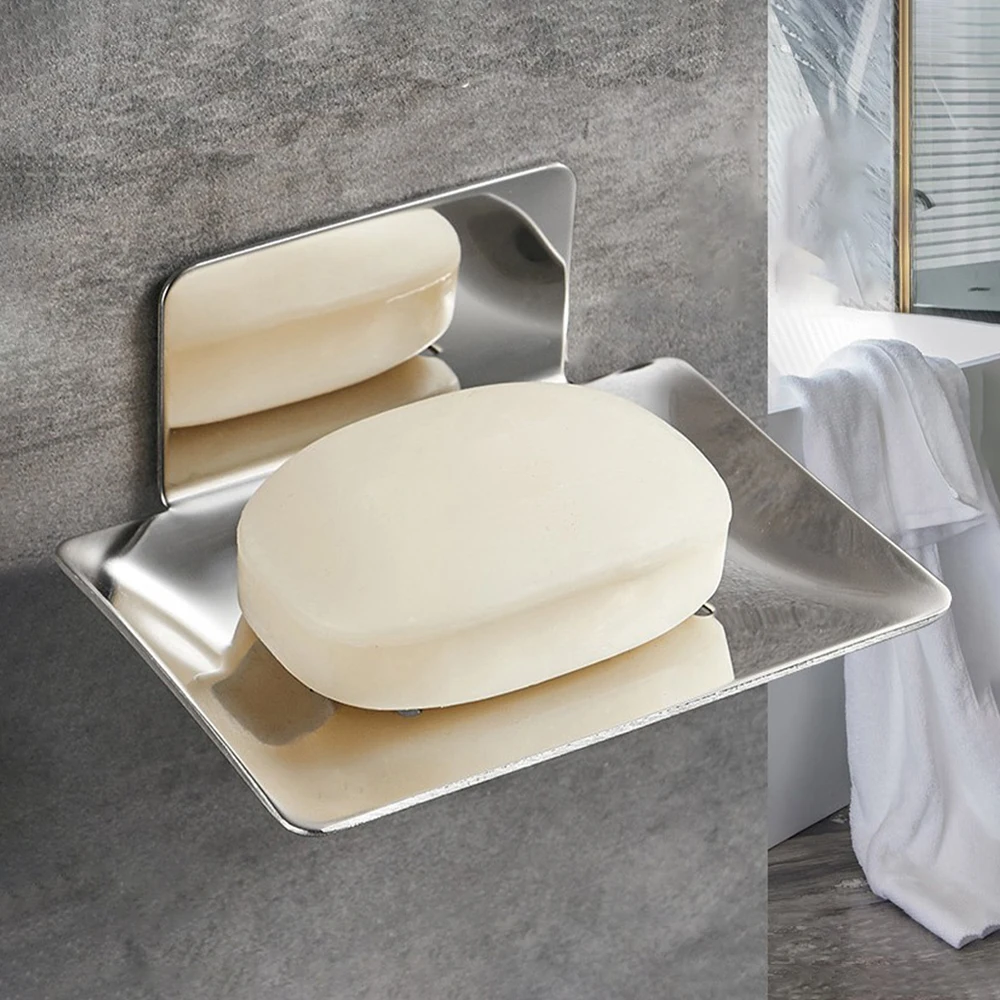 Stainless Steel Soap Dish Wall Mounted Bathroom Storage Holder