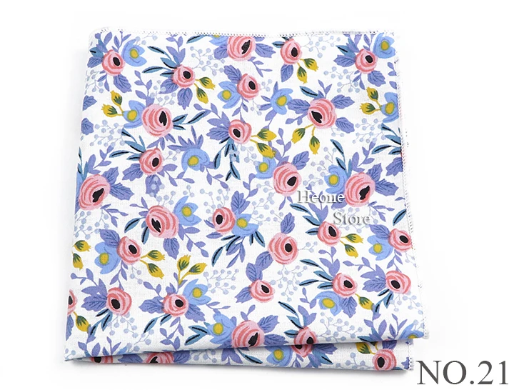 Neue schöne Blumen druck Hankerchief Baumwolle rosa blau lila Taschen tücher für Männer Hochzeits feier täglich tragen Accessoires Geschenk – Detail 22