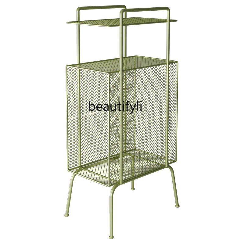 

yj Nordic Iron Bedside Table Light Luxury Bedside Table Simple Floor Metal Storage Cabinet
