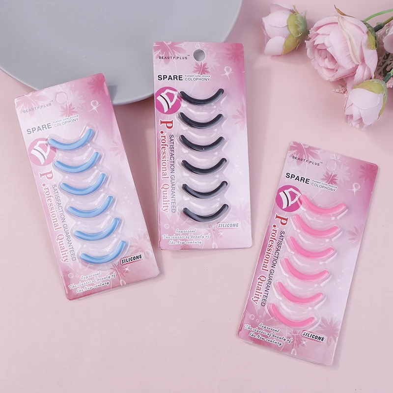【6Pcs 여성용 패션 리필 속눈썹 컬러 고무 탄성 교체 패드 실리콘 젤 클립 패드 아이 메이크업 도구】