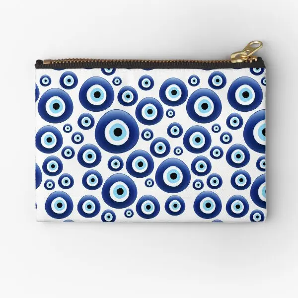 

Mediterranean Evil Eye Protection Zipper Pouches Pure Cosmetic Wallet Panties Money Socks Pocket Small Key Bag Men Coin Storage