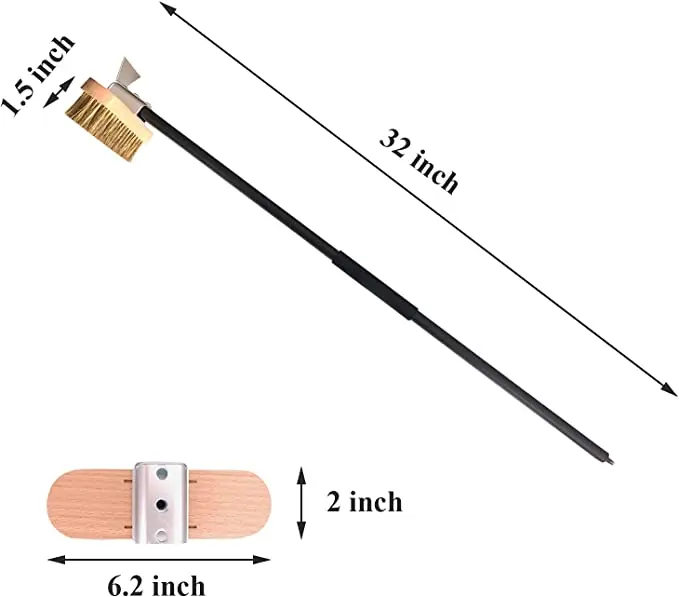 Pizza Oven Brush 32" Copper Wire Aluminum Alloy Handle Household Commercial Pizza Ovens Cleaning Pizza Tools