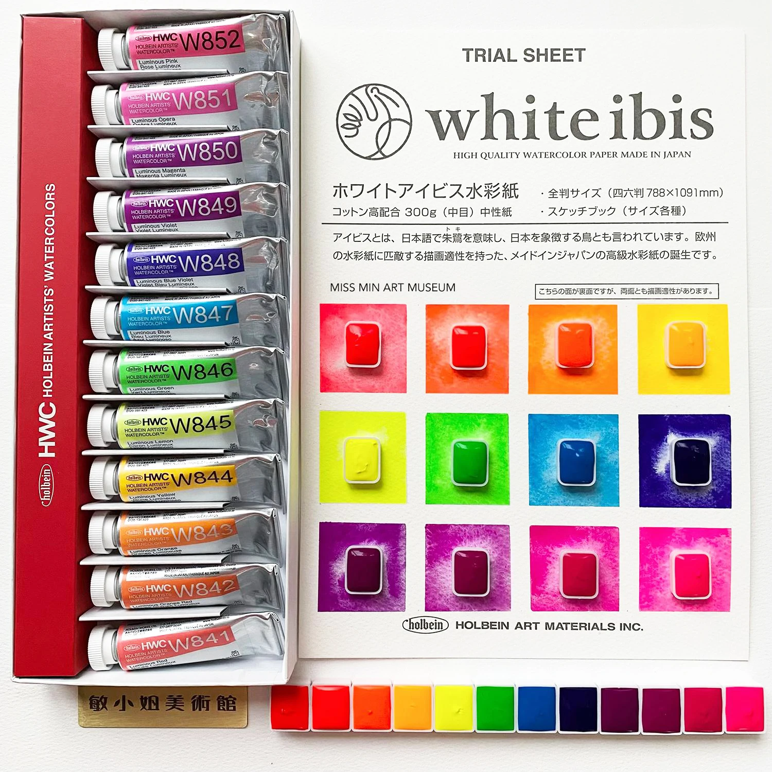 Holbein Fluorescent Watercolor Set 12 Colors 5ml Special Acuarela Colors Artist Luminous Pigments Beginner Art Supplies