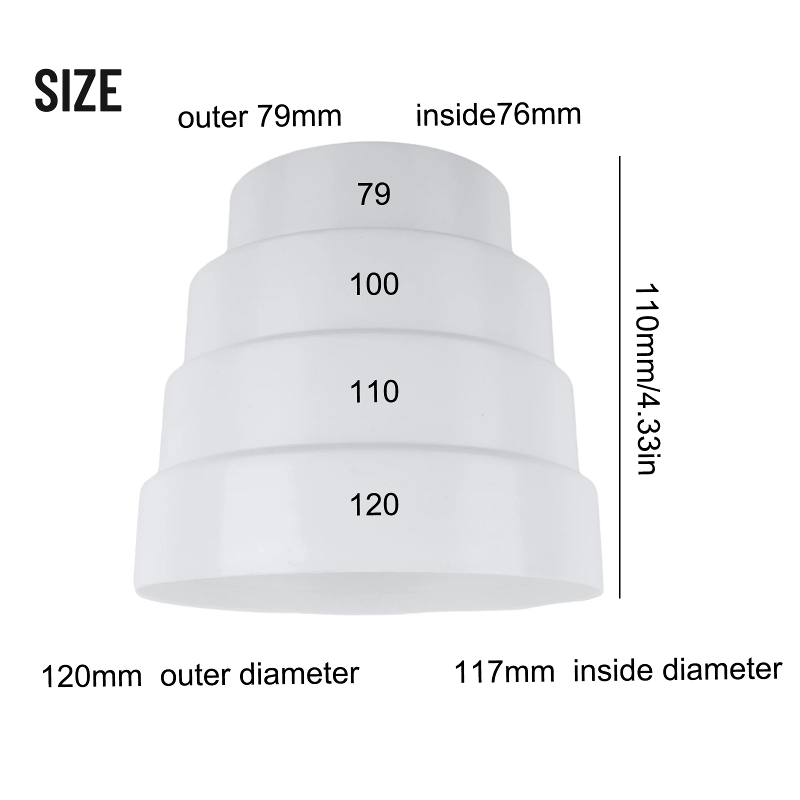Duct Multi Reducer Extractor Fan Pipe Connector 80/100/110/120/150/160mm Ventilation Pipe Reducer Adapter Plastic Pipe Fitting