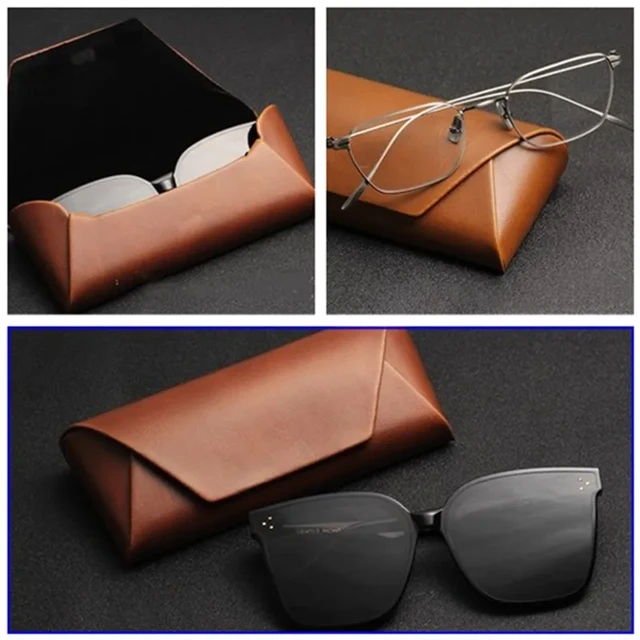 Leder Brillen etui braun pu Leder Retro Kunst Anti-Kompression Myopie  Lagerung Sonnenbrille Box - AliExpress