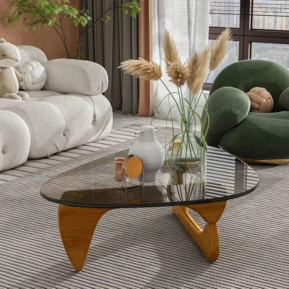 Coffee Tables for Living Room Century Modern Abstract End Table for Study Room(Walnut Transparent, Small 32.2 * 22.4 * 16in) 6