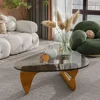 Coffee Tables for Living Room Century Modern Abstract End Table for Study Room(Walnut Transparent, Small 32.2 * 22.4 * 16in) 6
