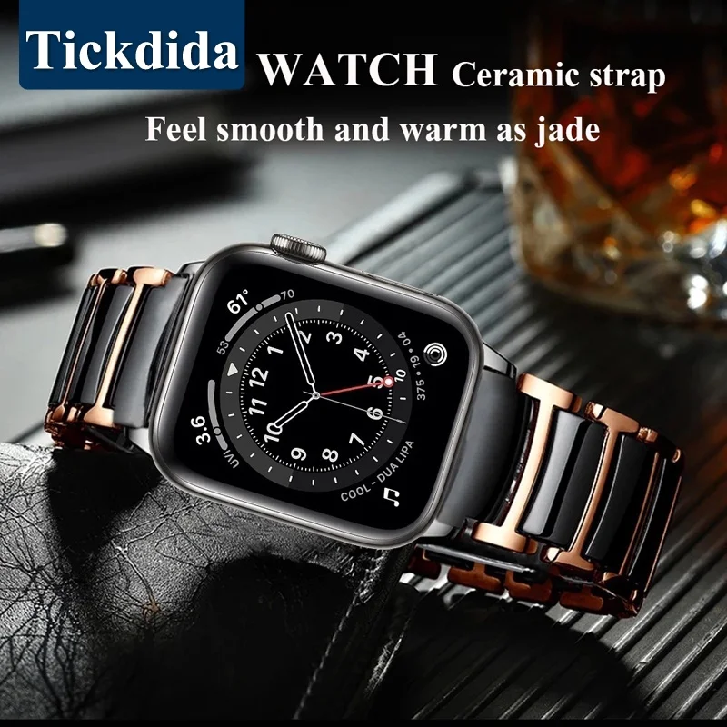

Ceramic Strap for Apple Watch Ultra Band 49mm 45mm 44mm 41mm Accessories Stainless Steel Bracelet for Apple Watch Series 8 7 6 5