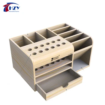 Toolguide Scatola di immagazzinaggio in legno Cacciavite Pinzette Supporto Riparazione del telefono cellulare Reception desktop Strumenti elettronici Scatola di parti di utensili