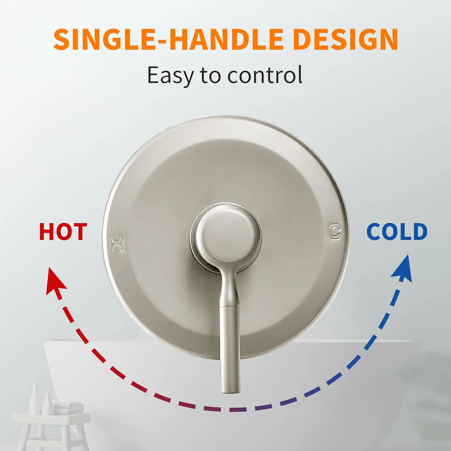 Tub Shower Faucet Set (Valve Included) with 6-Inch Rain Shower Head and Tub Spout Single-Handle Tub and Shower Trim Kit Brushed 5