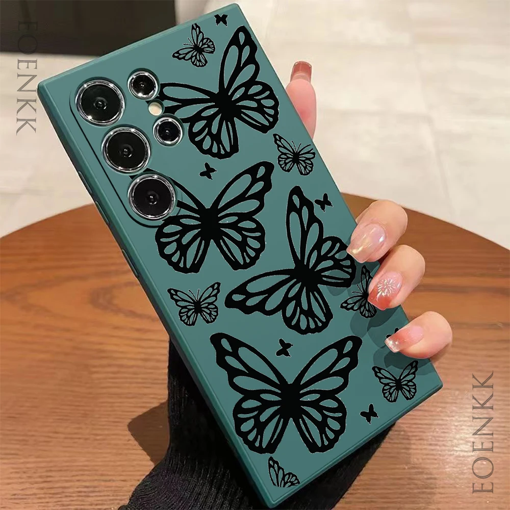 Elegant Black Butterfly Shock-Resistant Phone Case