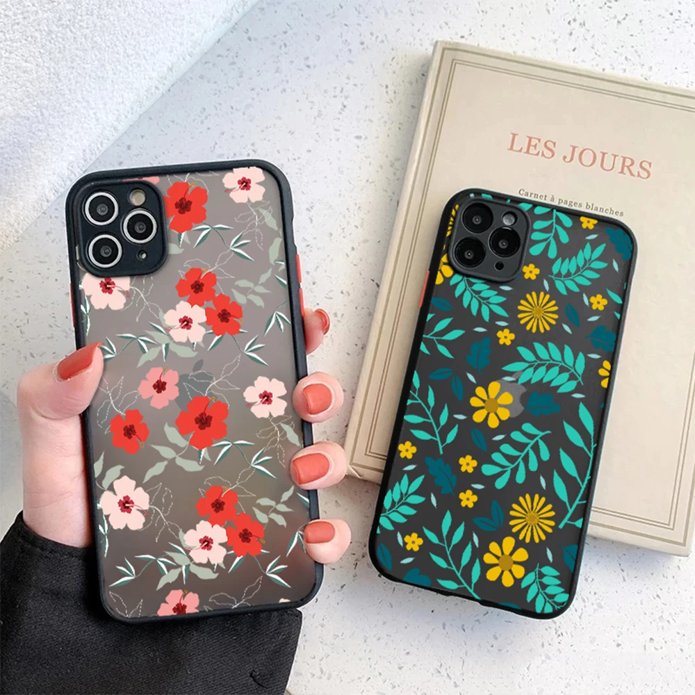 

Hard Back Coque for IPhone 14 13 12 11 ProMax Mini Plus Cover for IPhone 7 8 SE 2022 XR XS Max Flowers and Plants Phone Case