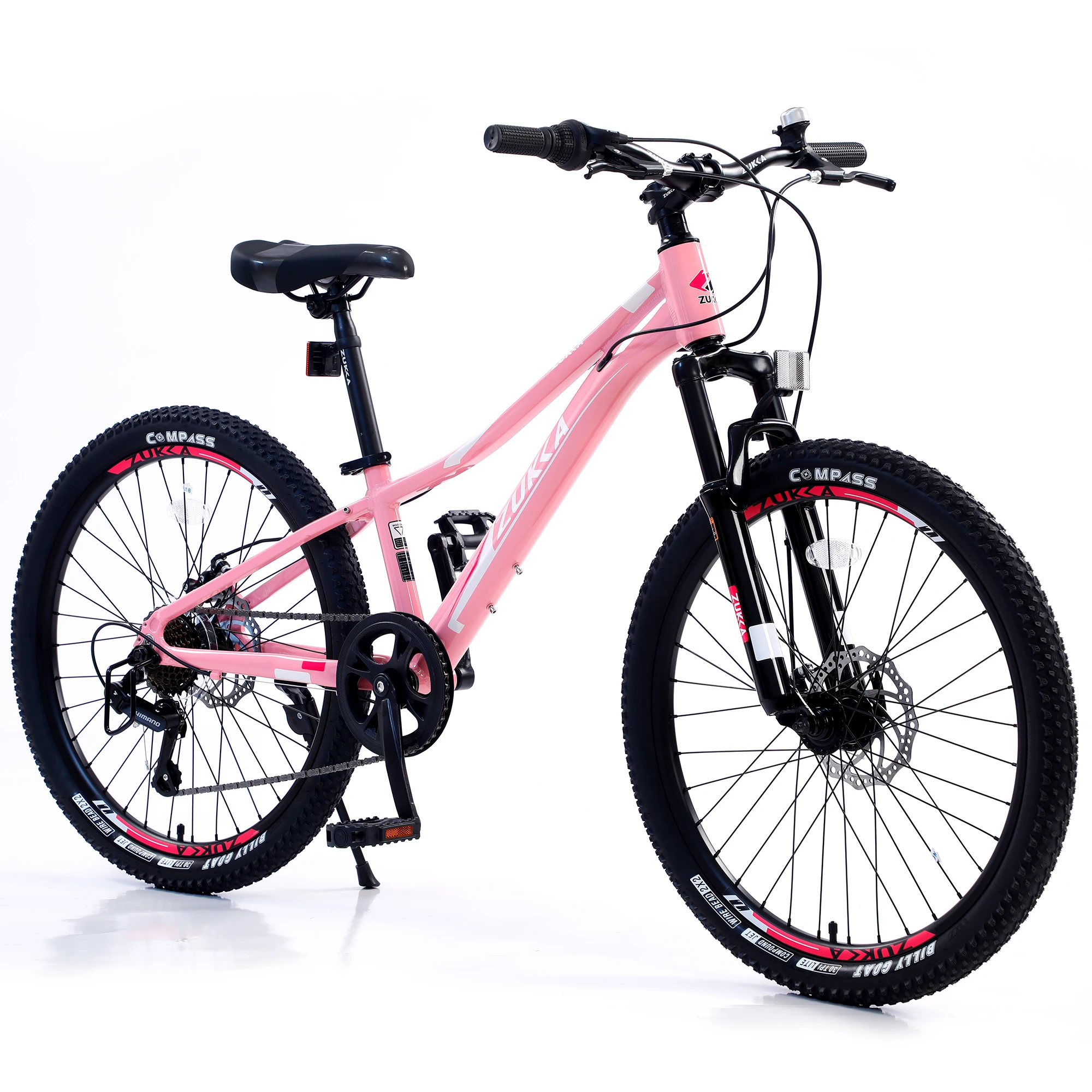 

【US Shipping】24 inches Mountain Bike Aluminum Alloy Frame shimano 7 Speed Dual-Suspension Bicycle for Kids Students