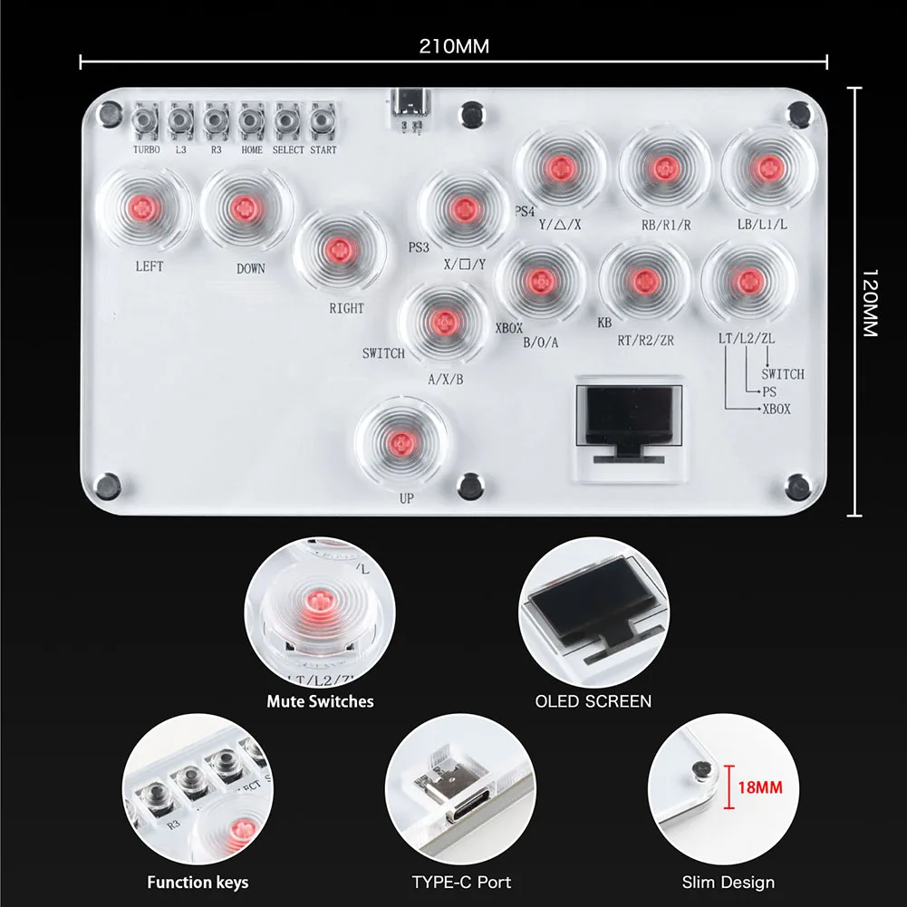 Leverless Arcade Stick Controller for PS4 PS3 Switch PC