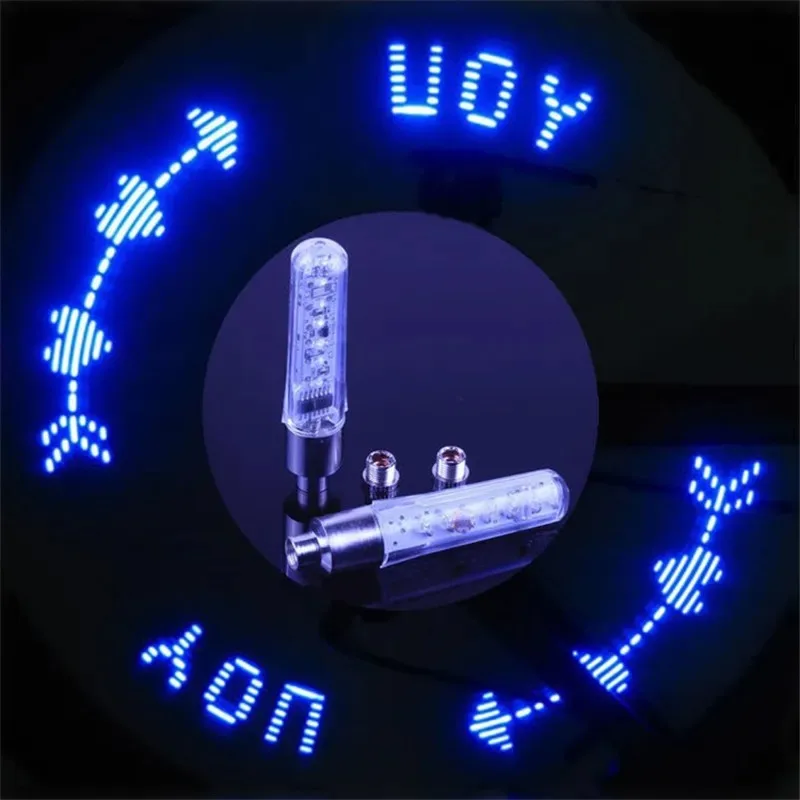 Bicycle Wind and Fire Wheel Double Sensing Double sided Mountain Bike 7LED Letter Air Nozzle Light Bicycle Riding Equipment