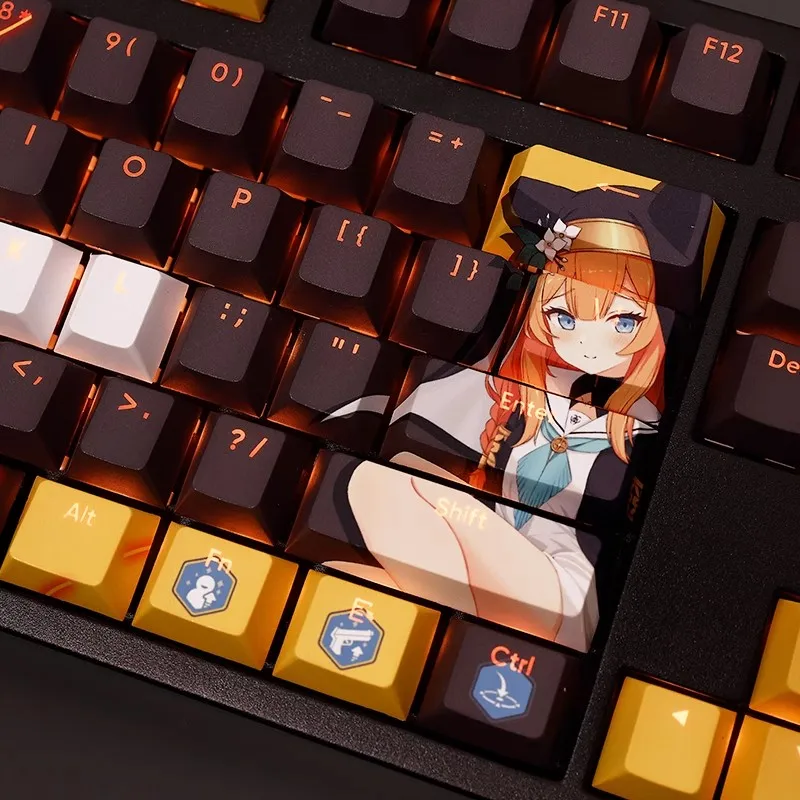 Anime Gaming Key Caps para Teclado Arquivo Azul Lochi Mari Pbt Dye Subbed Backlit Ansi 61 87 104 108 Chaves Set - Imagem 3