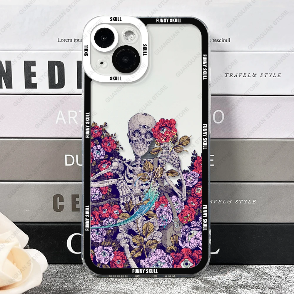 Case For iPhone 14 Pro Max 13 12 Mini 11 XS X XR SE 7 8 Plus Soft Cover Funny Skull- S77ffd92b65f442989b51f75bd16de53dN
