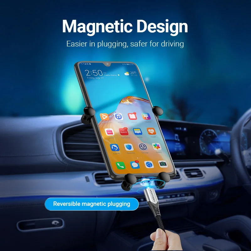 Vention Magnetic Fast Charging Cable - 3A Micro USB & Type C Charger