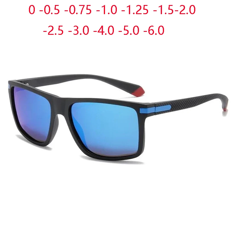 Sportowe kwadratowe krótkowzroczne okulary przeciwsłoneczne z diopterami napędzające antyodblaskowe okulary przeciwsłoneczne dla mężczyzn od 0 0.5 0.75 do 6