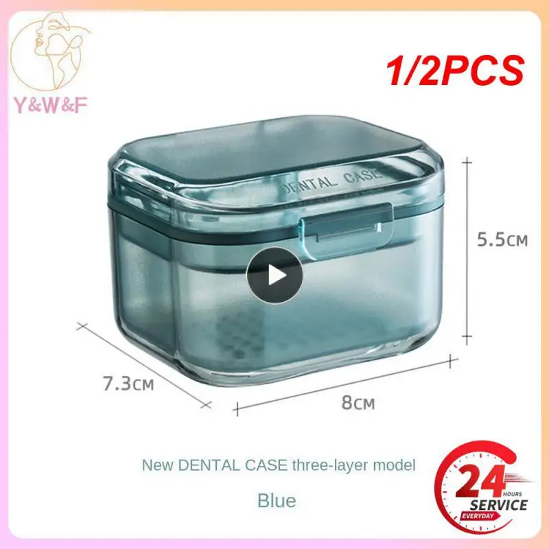 

1/2PCS Newest Multi-function Braces Storage Box Orthodontic Denture Retainer Soaking Container Partial Teeth Cleaning