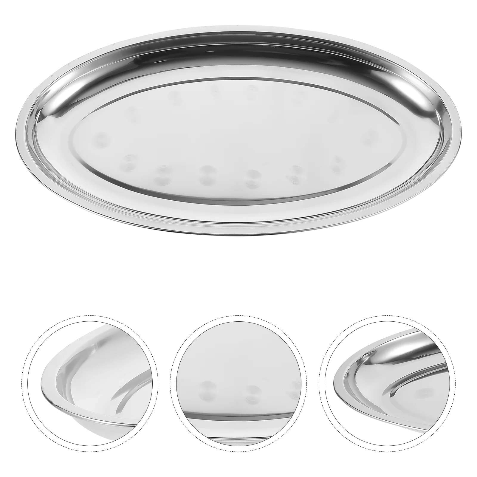 

Stainless Steel Oval Platter Entrees Food Serving Tray Steaming Fish Plate