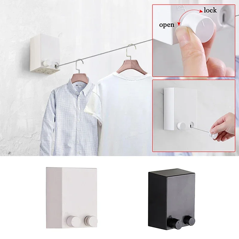 Retractable Clothesline Wall Mounted Clothes Drying Laundry Line Balcony Invisible Drying Rack with Lock To Prevent Sagging images - 6