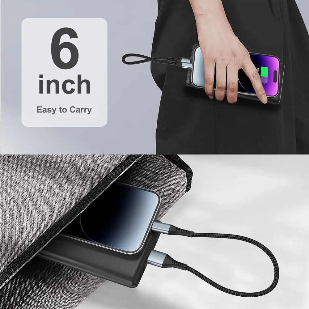 0,25 m Datenkabel USB C auf Typ C Schnellladedatenkabel Kurzes Kabel 66 W Typ C für iPhone 15 Huawei Samsung tragbare Power Bank – Detail 2