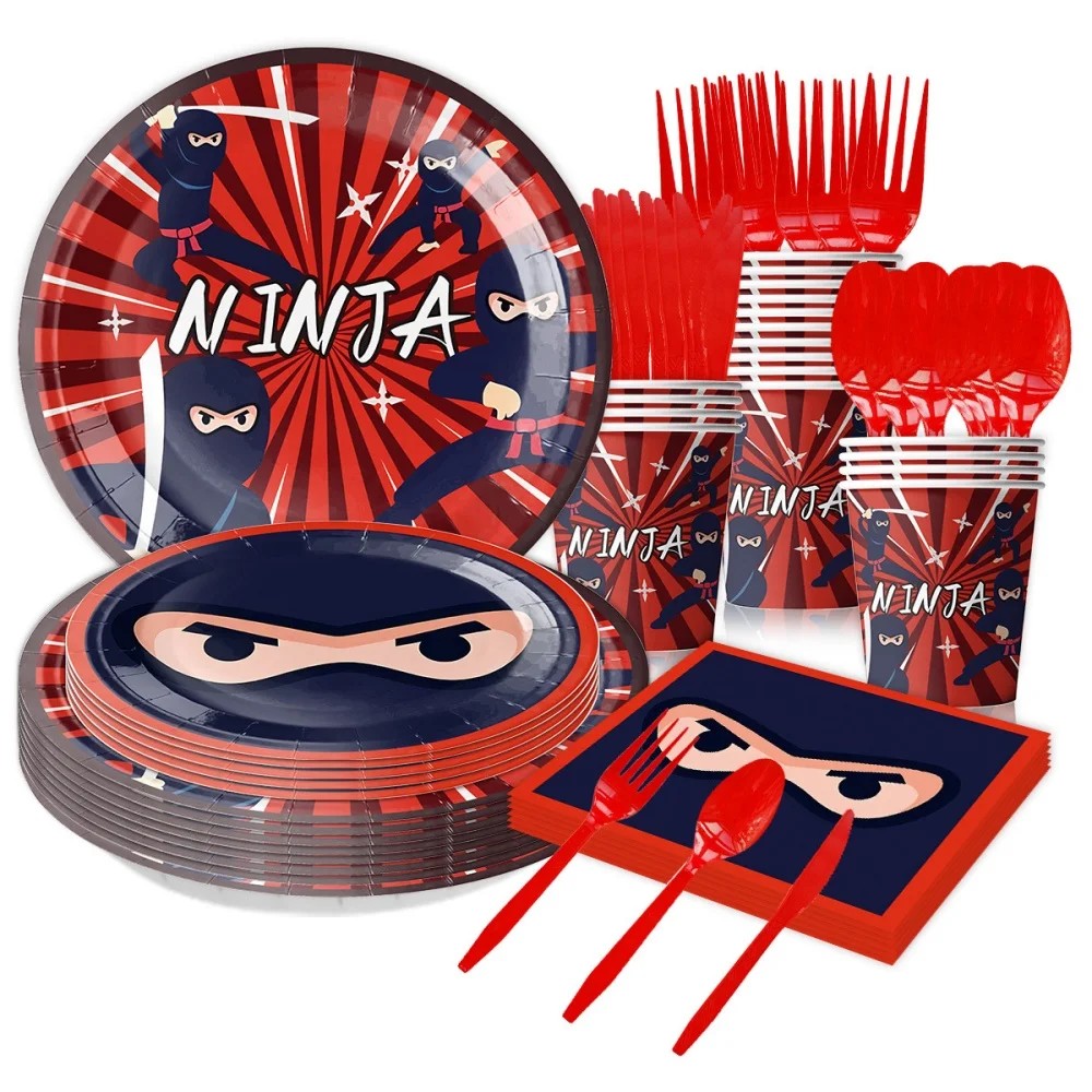 Ninja Birthday Decorations Cartoon Ninja Theme Balloons Disposable Tableware Backdrop Tablecloth Kids Boys Party Event Supplies birthday tableware set birthday party supplies party supplies disposable tablecloth