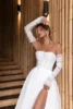 Detachable Long Sleeves Pleat Sweetheart Organ A Line Wedding Dresses Side Slit Bridal Grown 2025 Rode De Morrie 3