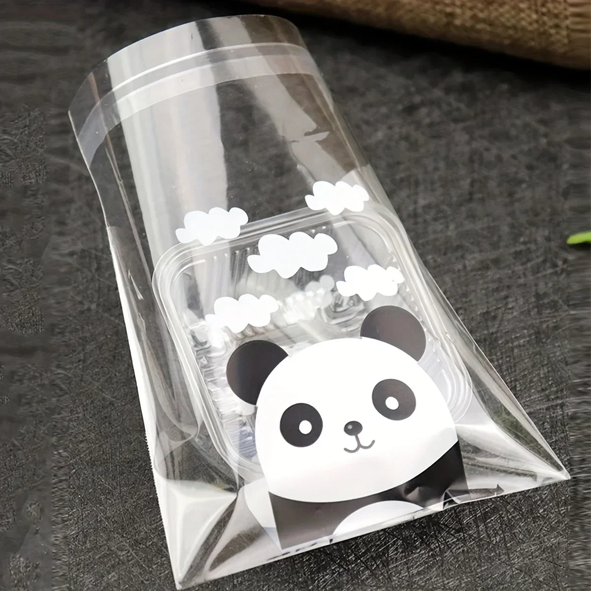 100pcs Cartoon Panda Biscuit Self-Adhesive Bag