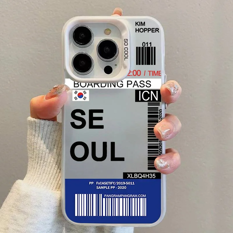 Hot Ticket Travel Label New York Seoul Paris Phone Case for IPhone