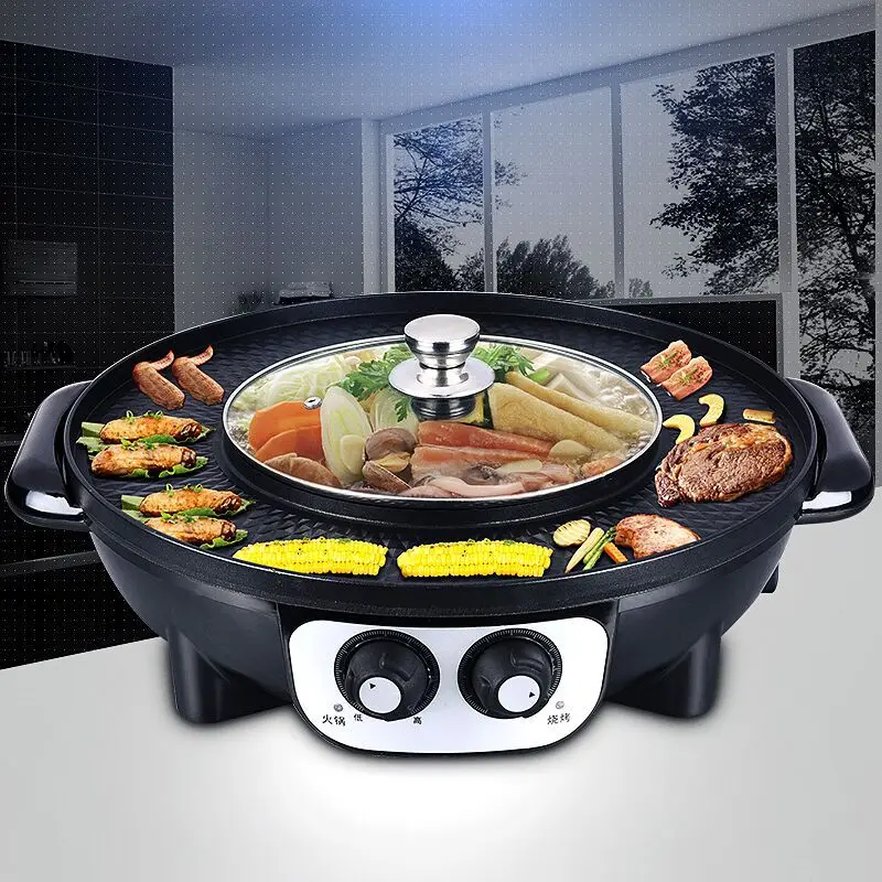Hot Pot Barbecue One Pot Roast One Pot Home Nonstick Electric Grill Smokeless Barbecue Tray
