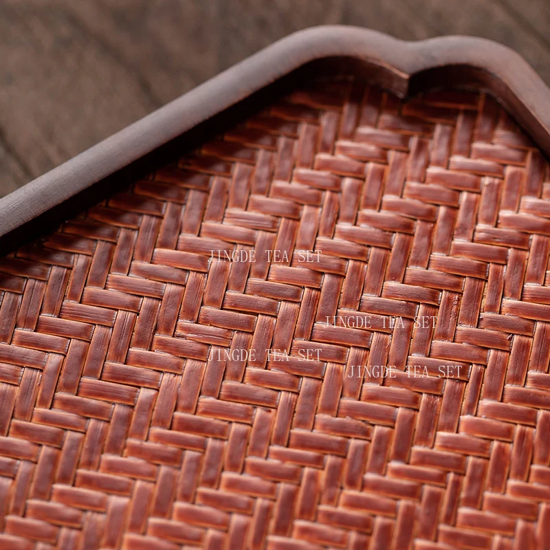 Chinese Bamboo Weaving Dry Soaking Table Household Teapot Tea Tray Tea Shop Waterproof Small Tea Table Teaset Accessories