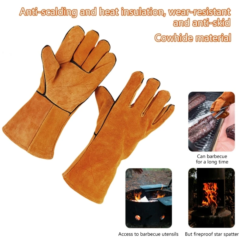 Welding Gloves Pot Holders for Oven, Grill, BBQ, Furnace, Stove, Fireplace 2