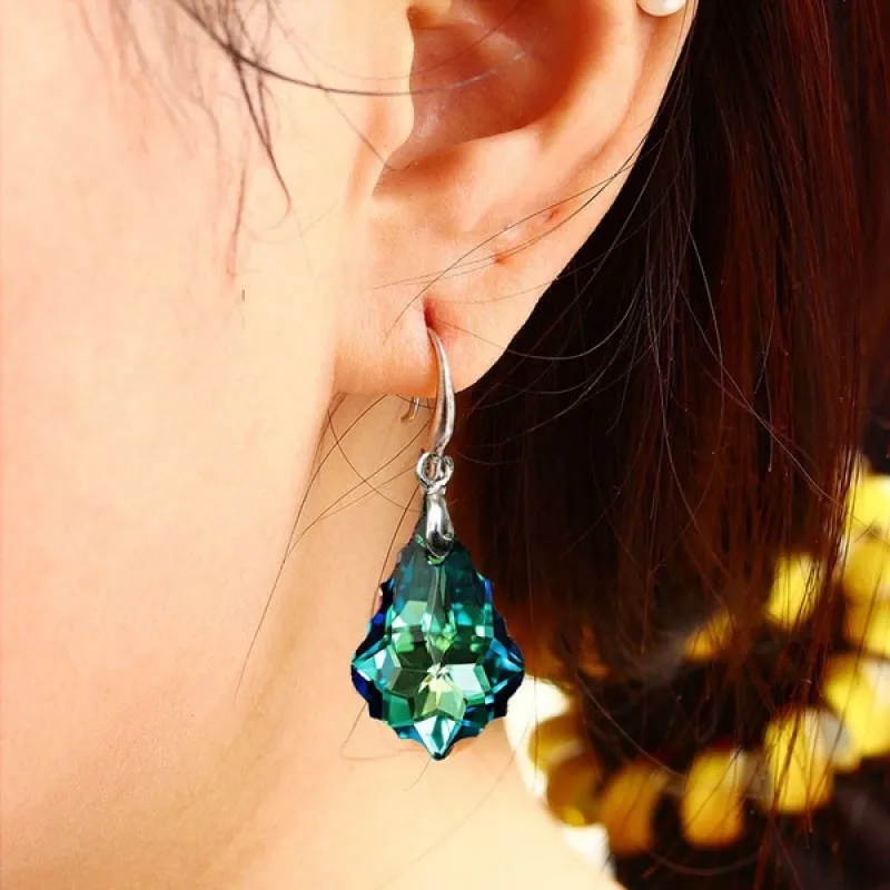Drop Earrings Fashion Simple Rainbow Color Ladies Colorful Gemstone Teardrop Crystal for Women Wedding Birthday Gift Anniversary jewelry drop earrings