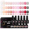 12PCS Jelly Nude Rubber Base Gel Set Black Crystal Translucent Color Construction Gel Semi Permanent Soak Off UV LED Varnish Kit 1