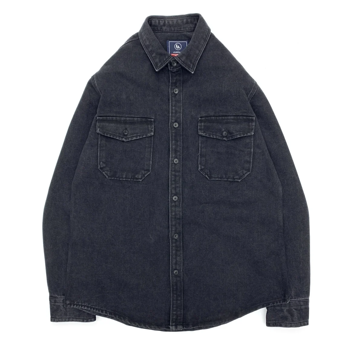 May Khaki heavy denim shirt men loose cargo American casual black long-sleeved shirt coat