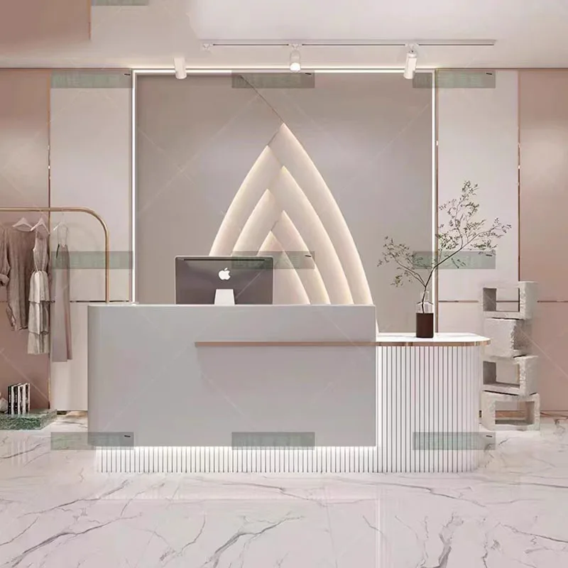 White Counter Reception Desks Beauty Salon Church Shop Pulpit Reception Desks Commercial Bureau Meuble Office Desk Furniture