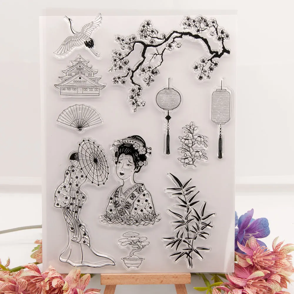 Japanese kimono Clear Stamps and Metal Cutting Dies DIY Scrapbooking Crafts Dies Cut Card Make Photo Album Sheet Decor clear stamps christmas cutting dies and stamps