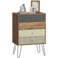 Комод с 4 ящиками, стальные ножки-шпильки в богемном стиле, 60X39X86 см, разноцветный