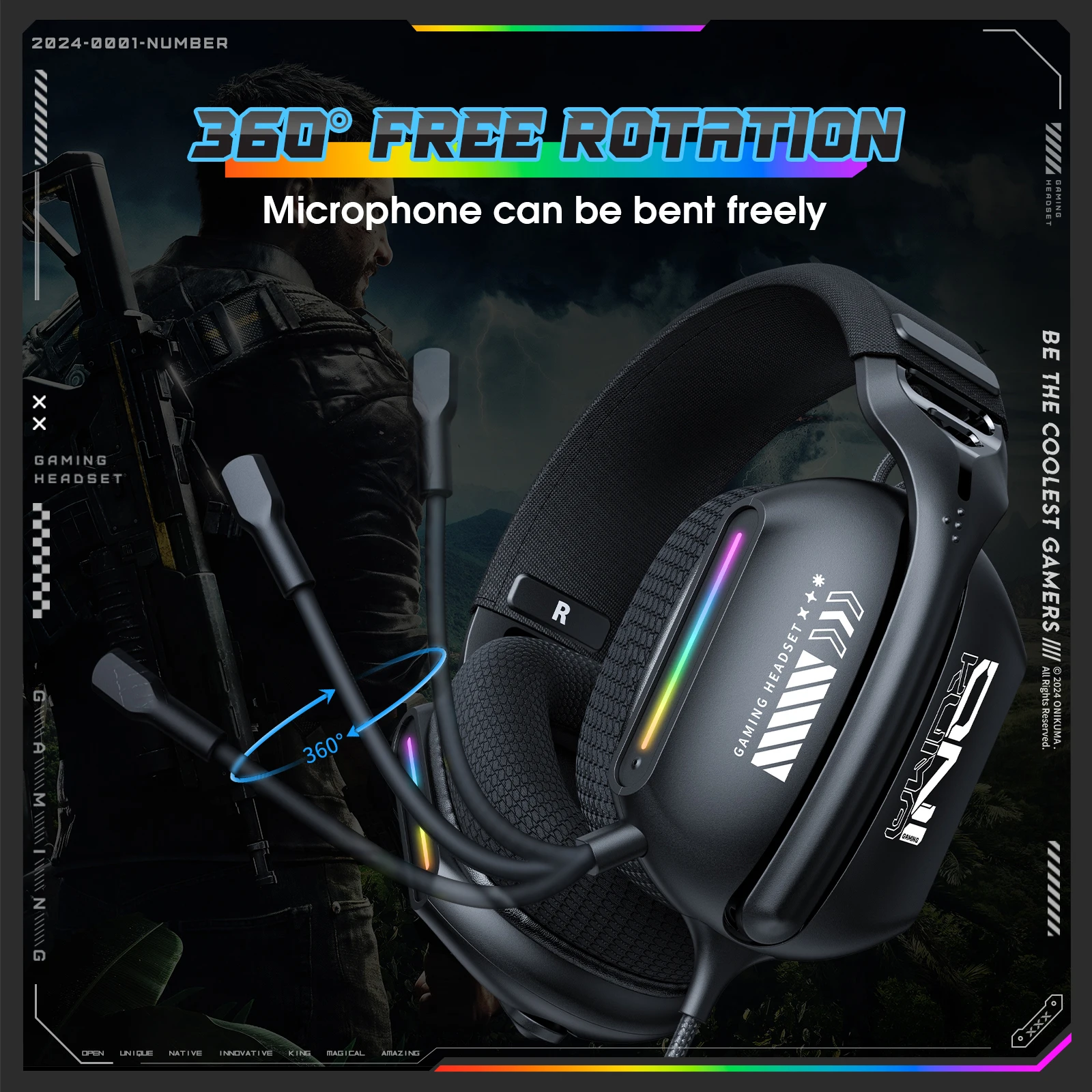 유선 게이밍 헤드셋 메모리폼 쿠션 게이밍 헤드폰 USB/3.5mm 오디오 잭 탈부착 가능한 마이크(노트북/모바일용)