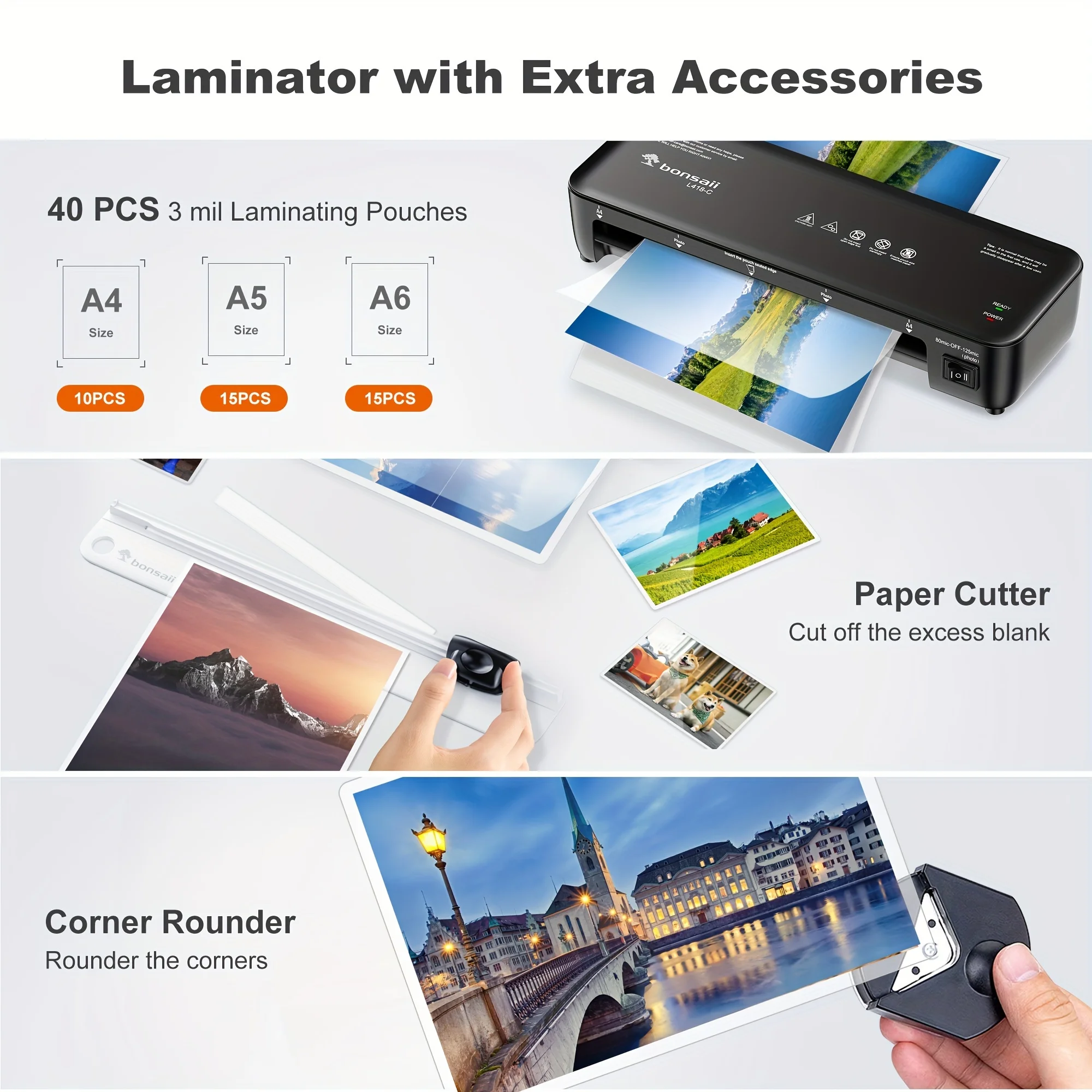 9" 4-in-1 Laminator with Never Jam Tech Includes 40 Sheets for Home Office | laminating machine