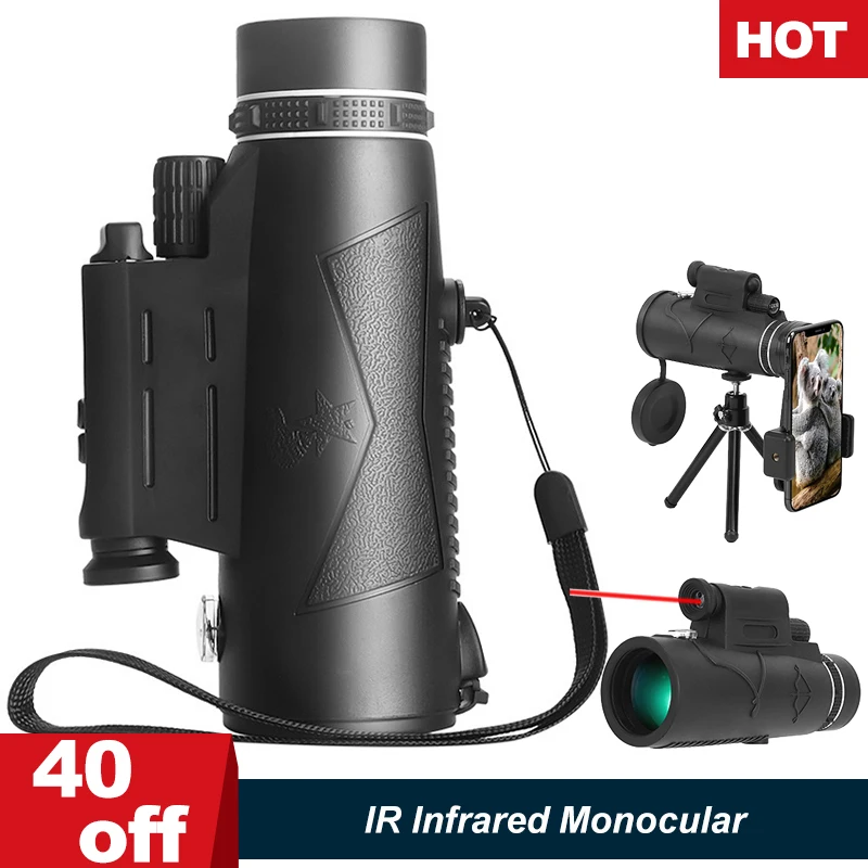 Infrared Iaser Monocular Low-light Night Vision Powerful Telescope with Compass Flashlight for Hunting Camping | Инструменты