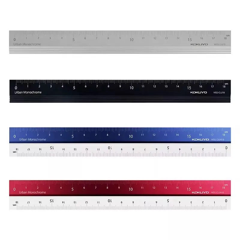KOKUYO 알루미늄 접이식 자-18cm 내구성이 뛰어나고 휴대 가능한 투명 수지 학생용 자, 학교 용품용 측정 도구